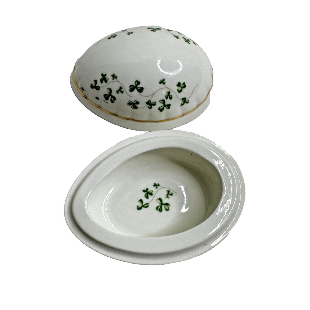 Vintage Royal Tara of Galway Ireland Shamrock Egg Shaped Trinket Dish